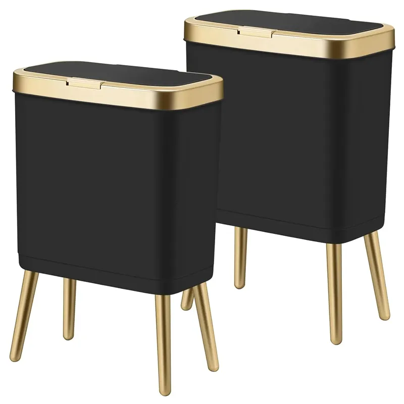 4 Gallon Trash Can with Lid, Narrow Garbage Bin for Bathroom Kitchen Office
