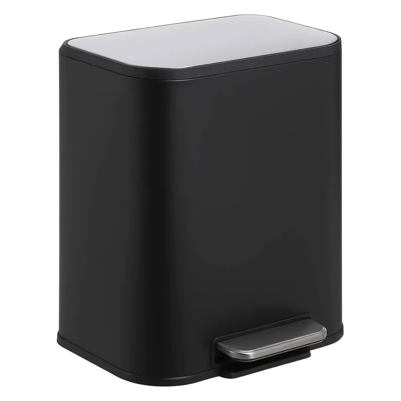 Kitchen Trash Can Stainless Steel Step on Garbage Bin with Soft Closing Lid Removable