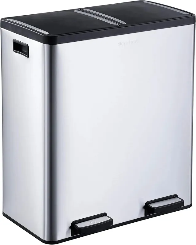 Extra Large 70L Dual Trash & Recycling Bin with Soft-Step Pedal, Removable Bins