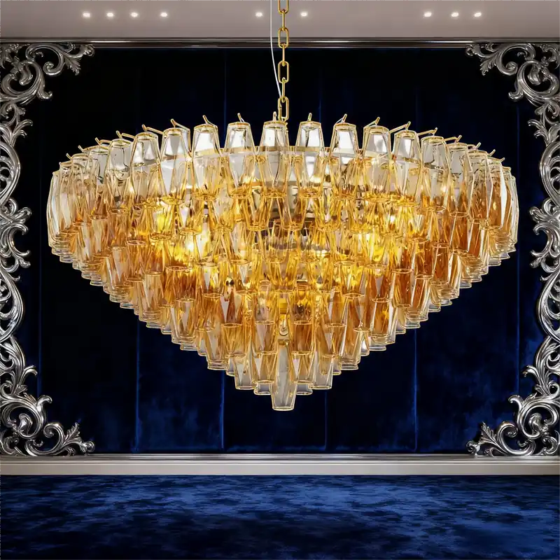 14-Light Gold Modern Round Chandelier for Living Room, 37" Extra Large Chandelier