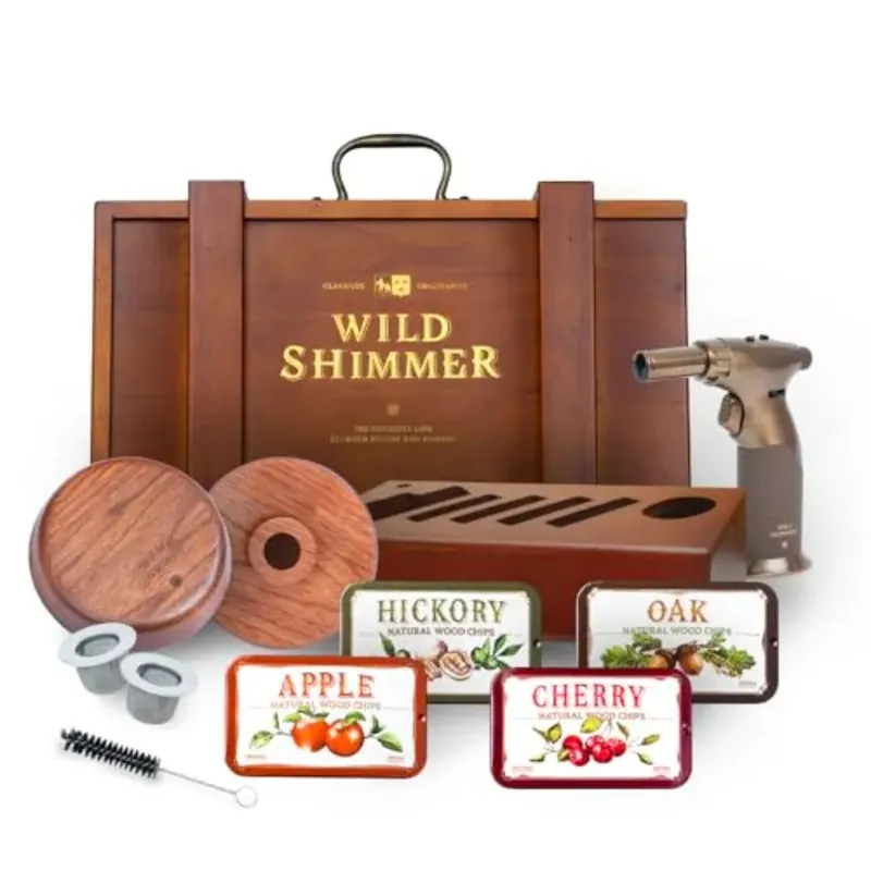 Cocktail Whiskey Smoker Kit with Torch Wooden Box and Stand Premium