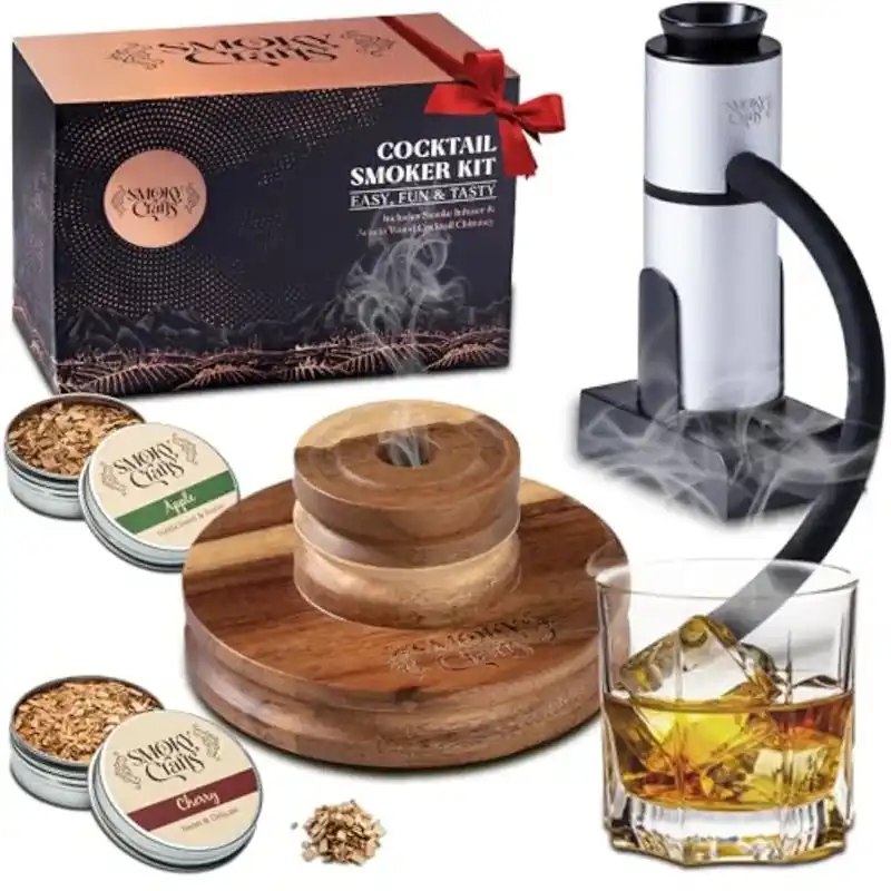 Smoker Kit Smoking Gun and Wood Chips Apple and Cherry - Drink Smoker Kit - Cocktail Smoke Set