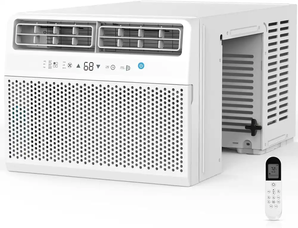 COWSAR 12000 BTU U-Shaped Window Air Conditioner, Saddle Mount Window AC Unit for Large Room, Cools Up to 550 Sq.Ft, 3-in-1 Cool/Dehumidifier/Fan, 24H Timer, Quiet Energy Saving AC, Easy Install