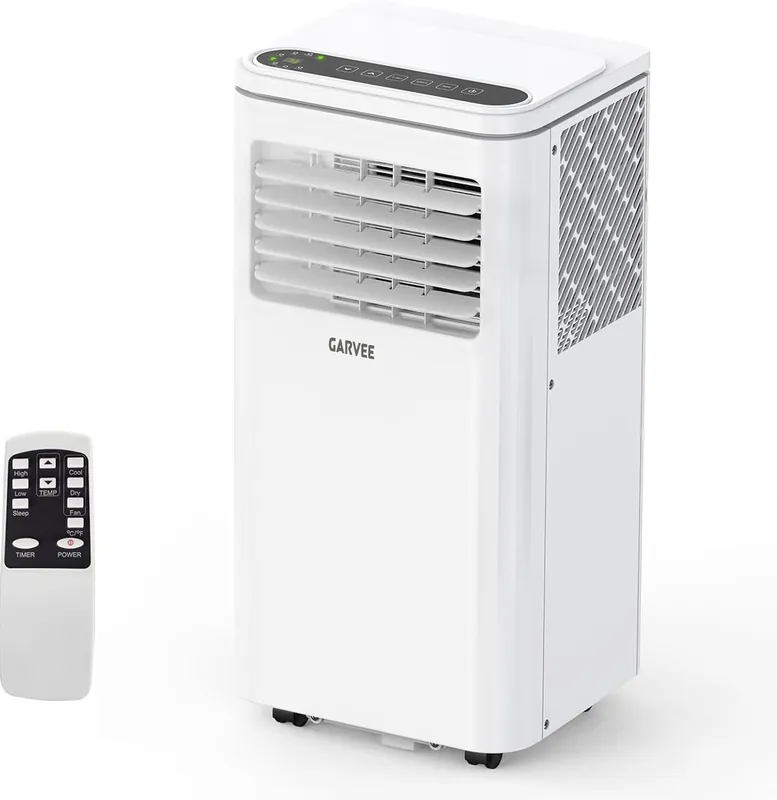 Garvee 8,000 BTU AC Unit, 3-in-1 Portable Air Conditioner with Cooling, Dehumidifier & Fan for Rooms up to 350 sq.ft, Remote Control, Sleep Mode, Timer & Window Kit