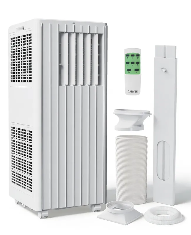 Garvee 8000 BTU Portable Air Conditioner, 3-in-1 Cooling, Dehumidifying & Fan for Rooms Up to 350 Sq. Ft Quiet Sleep Mode Energy-Saving 24-Hr Timer AC Unit w/Remote & Full Window Kit, White