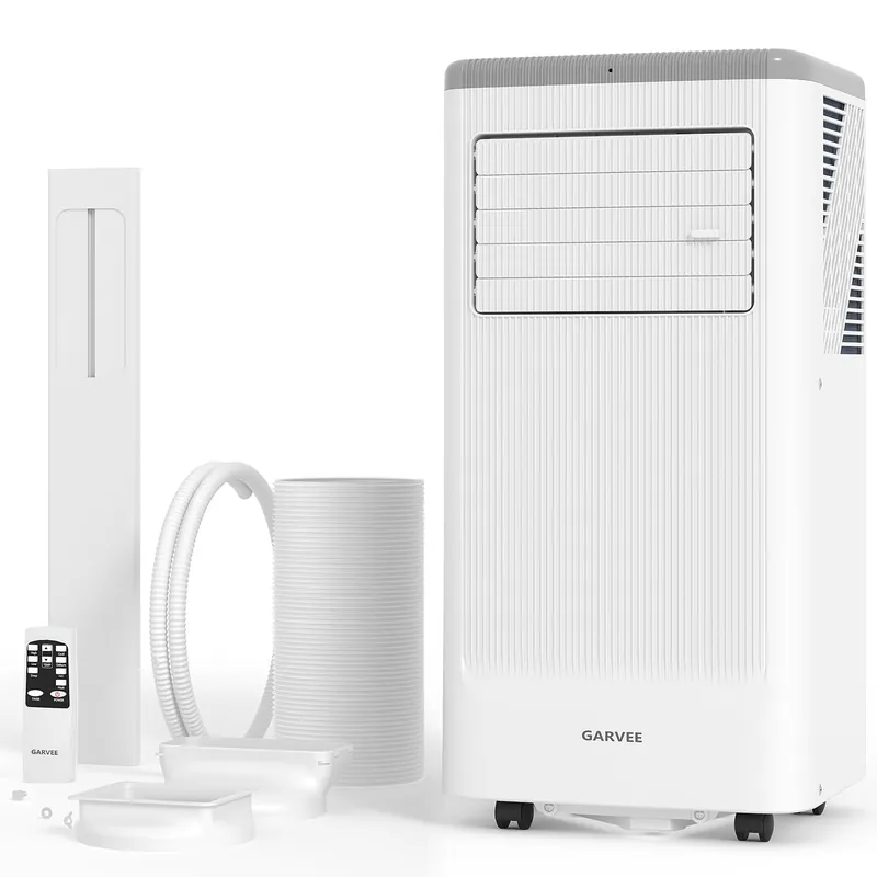 Garvee 8000BTUs Portable Air Conditioner with Remote Control,350 Sq.Ft Max. 48dB Portable AC Unit, Dehumidifier, Fan, Sleep, 24H Timer&Installation Kit, DOE Certified, Ceer 6.2,White+Grey