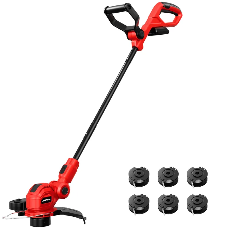 HEINPRO Cordless String Trimmer Compatible with Milwaukee M18 Battery, 12" Electric Weed Wacker, Auto Line Feed, Weed Eater Battery Powered Grass Trimmer, w/ 6 Line Spools, Red (Tool Only)
