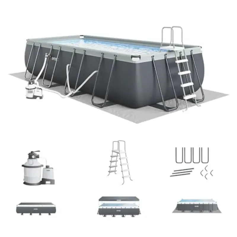 18 ft x 9 ft 52 in Rectangular Above Ground Pool Set with Steel Frame