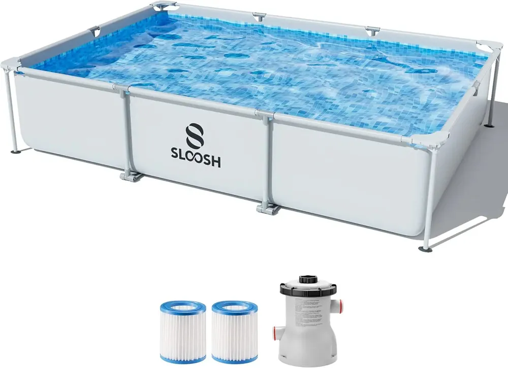 JOYFY Rectangular Above Ground Pool 10x6.8ft x 26inch Outdoor Frame