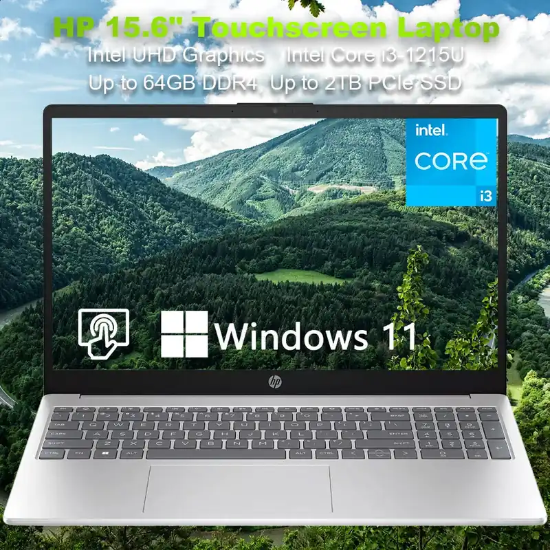 HP 15.6" Touchscreen Business Laptop,Intel Core i3-1215U,Up to 64GB RAM