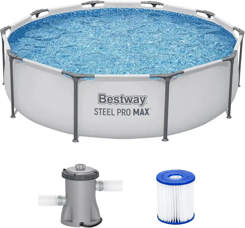Steel Pro MAX 10‘ x 30" Above Ground Pool, Round Metal Frame Outdoor
