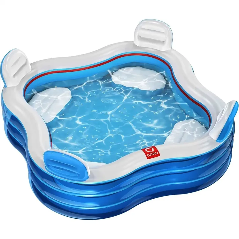 Inflatable Swimming Pool, Jelly Blue for Backyard Fun, Easy Setup