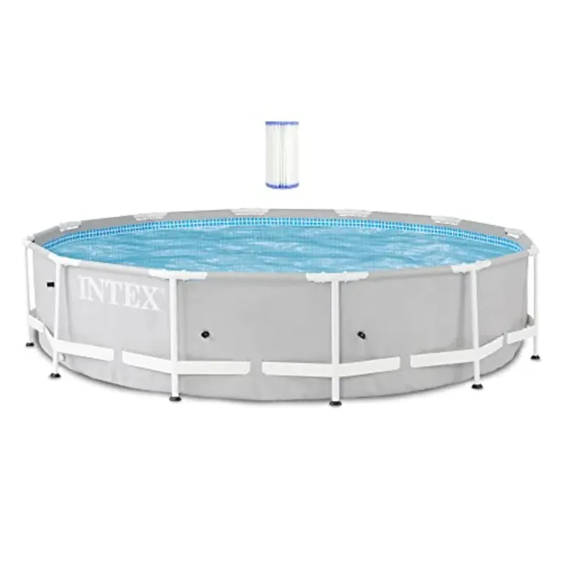 Above Ground Pool for Backyard Use, Prism Steel Frame, Silver, 12 Ft x 30Inch