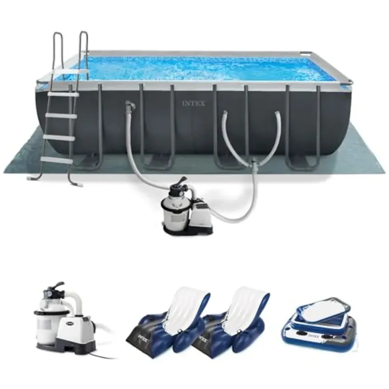 Above Ground Swimming Pool Set for backyard use, steel and PVC material