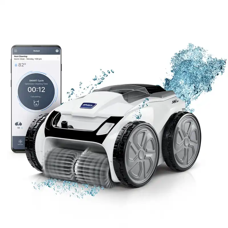 Polaris VRXIQ+ Smart Robotic Pool Cleaner with iAquaLink Control, Extra Long 70‘ Cable w/Tangle reducing Swivel, Large Debris Canister and 7 Cleaning Modes