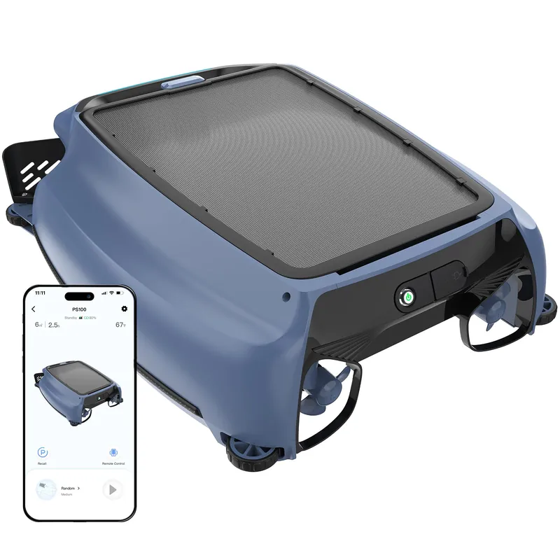BOTLUXE PS100 Solar Pool Skimmer Robot – Active Solar Tracking, 24/7 Continuous Cleaning, 6L Basket, 180μm Filter, App Control, Cordless Robotic Pool Surface Cleaner for Inground & Above Ground Pools