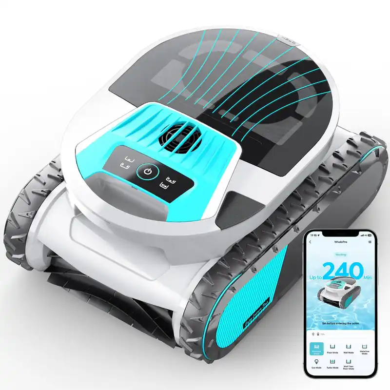 Pleco Pro Cordless Robotic Pool Cleaner, Smart Navigation, 210–240 Min Runtime, Wall Climbing & Waterline Cleaning, Up to 2691 Sq.Ft, Dual-Layer Filtration for Inground Pools(Obsidian White)
