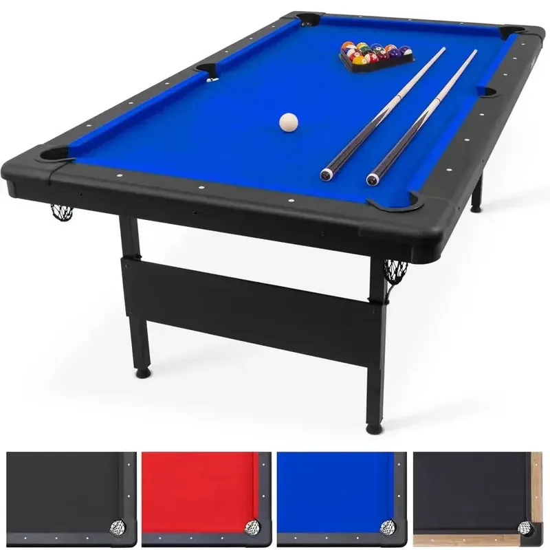 6, 7, or 8 ft Billiards Tables, Portable Pool Table Includes Full Set of Balls