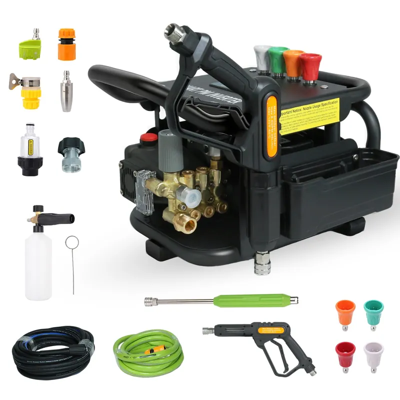 2025 Upgraded 100bar 2.3GPM Commercial Electric Pressure Washer–PM Inverter 3HP Motor,Horizontal Triplex Pump,Power Washer with 65dB Quiet,with 7 Nozzles (0°/15°/25°/40°/Soap/Turbo) for Cars/Driveway