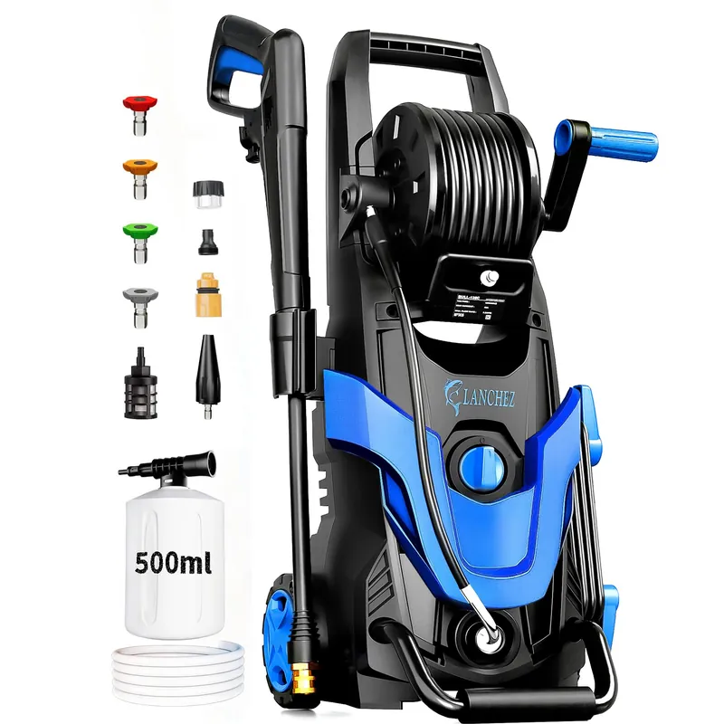 2026Upgraded Pressure Washer 4800PSI w/4 Quick Connect Nozzles, Inlet Hose & Filter&500ML Soap Tank, High Cleaning Machine for Cars/Fences/Driveways/Patios/Home Cleaning,Blue