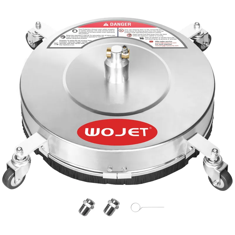 WOJET 16" Stainless Steel Pressure Washer Surface Cleaner, Professional Grade Power Washer Surface Cleaner Attachment for Concrete Driveway, Patio, Deck, Sidewalk, Fits Gas & Electric Washers 4500 PSI