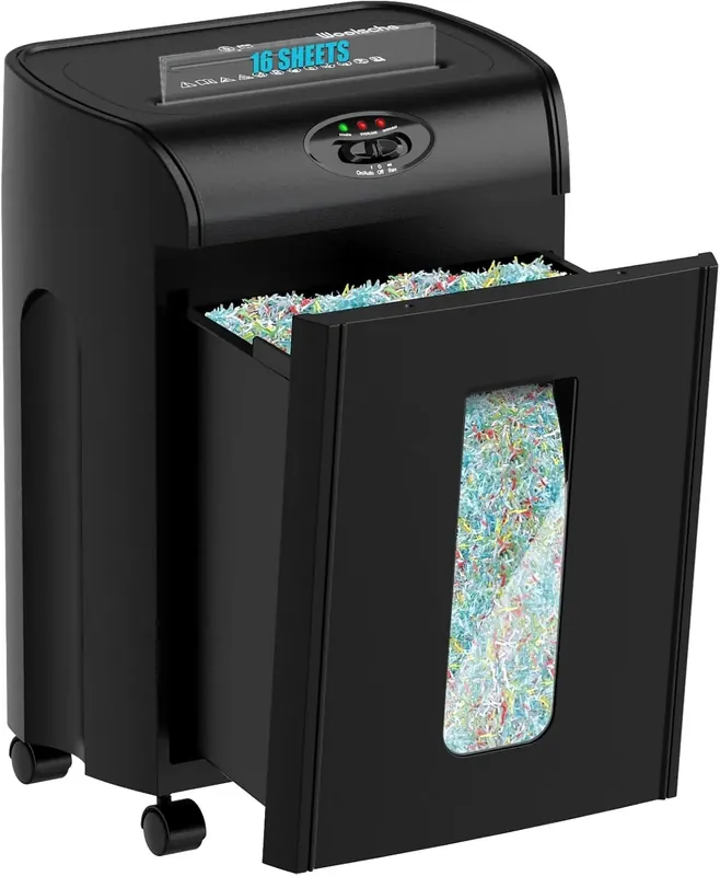 Paper Shredder, 16-Sheet Cross Cut with 4.76-Gallon Pull Out Basket, P-4 Security Level for Office