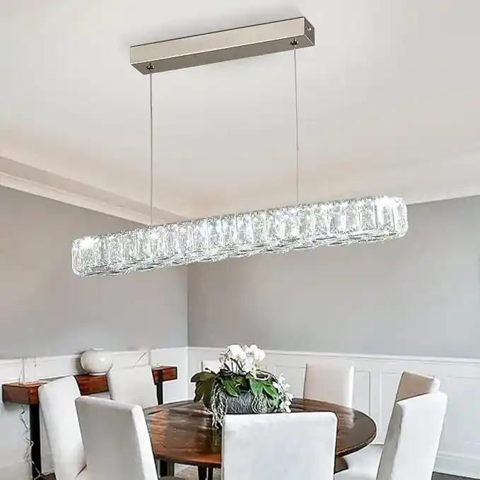 Crystal Chandelier Modern Pendant Light Dining Room Light Fixture,Height Adjustable