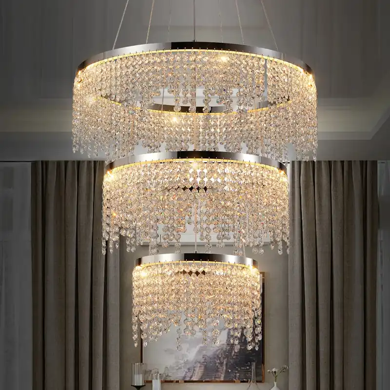 23.6-inch Crystal Chandelier, Dimmable Led Ceiling Lamp, Adjustable Color