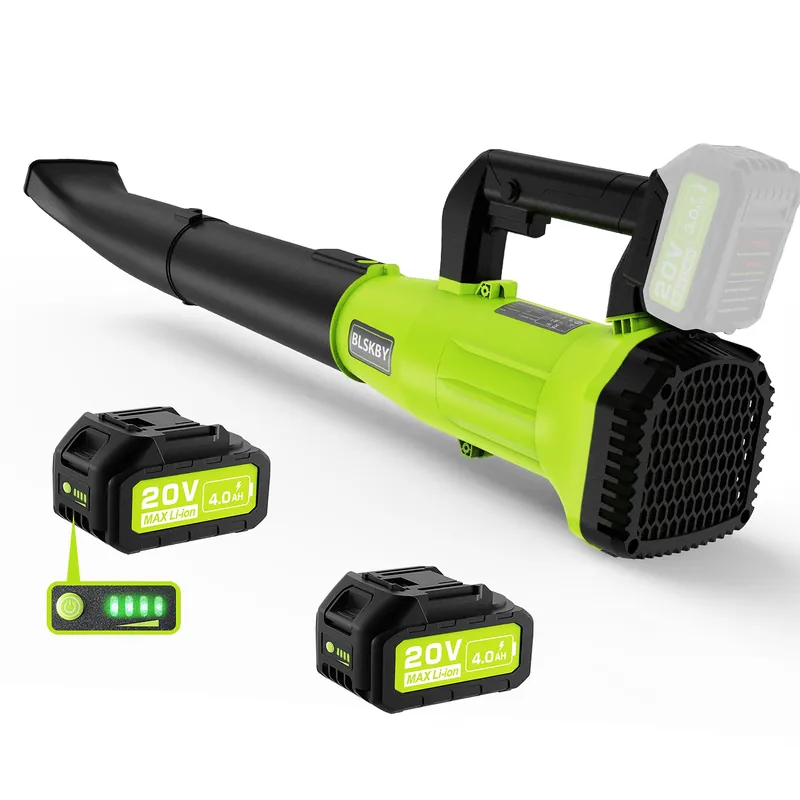 Cordless Leaf Blower for Small to Medium Yards - 2×4Ah Batteries, Lightweight Battery Powered Leaf Blower with 7-Speed Control & 2 Tubes for Patio, Driveway, Light Debris
