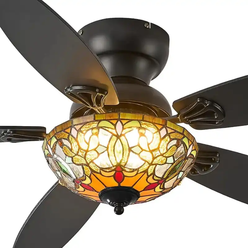 Ceiling Fans with Lights 48 Ceiling Fan Chandelier with 5 DualBlades and Glass Shade