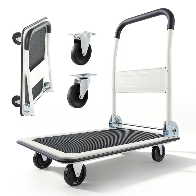 SucceBuy 330/660 lbs Foldable Push Cart Dolly with Swivel Wheels