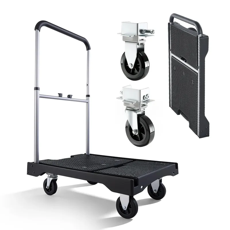 SucceBuy 330LBS Foldable Push Cart Dolly Folding Platform Hand Truck with Adjustable Handle Moving