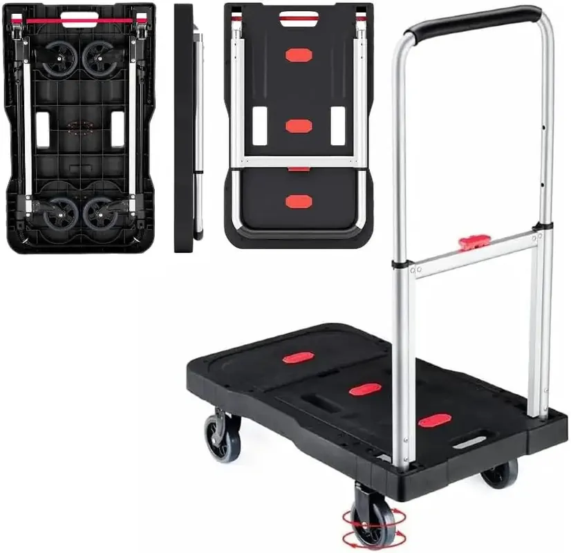 Folding Hand Truck, 330 Lbs Heavy Duty Luggage Cart, Portable Push Cart Dolly