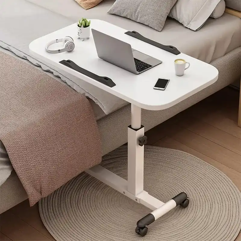 Foldable Standing Desk with Wheels 27.2-35.4" Height Adjustable Mobile Overbed Tables Metal Frame