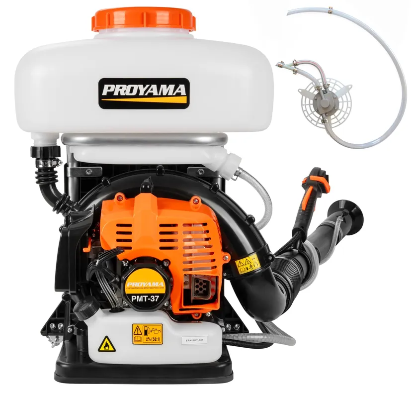 PROYAMA 51.7cc 3 in 1 Gas Powered Sprayer, 3.7 Gallon Backpack Turbo Pump Mist Duster Mosquito Fogger, Vibration-Damping Harness Leaf Blower with Auto-Lock Handle for Garden Spraying