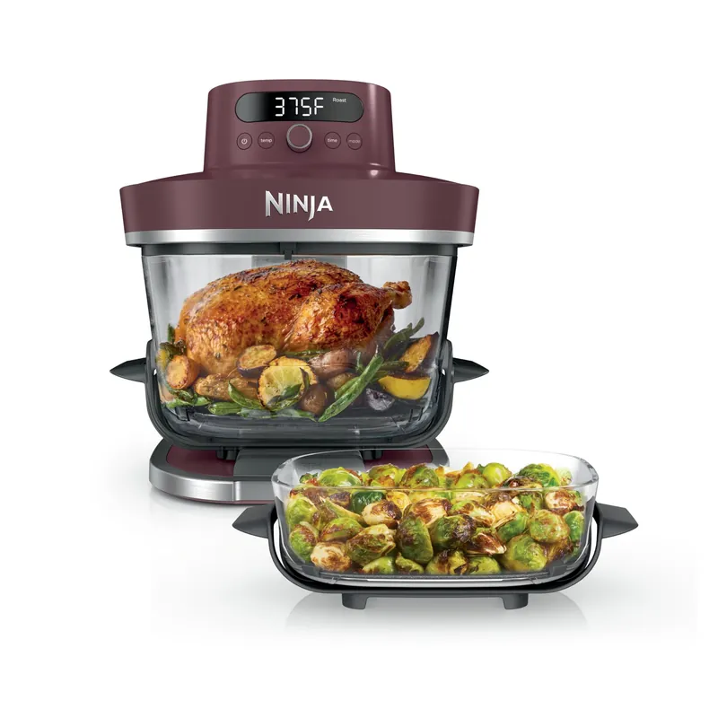 Ninja Crispi Pro 6-in-1 Glass Air Fryer 450°F, Nontoxic, 6qt & 2.5qt Containers & Lids Microwave, Freezer, Dishwasher Safe Max Crisp, Air Fry, Bake, Roast, Recrisp, Dehydrate Cherry, AS101RD1