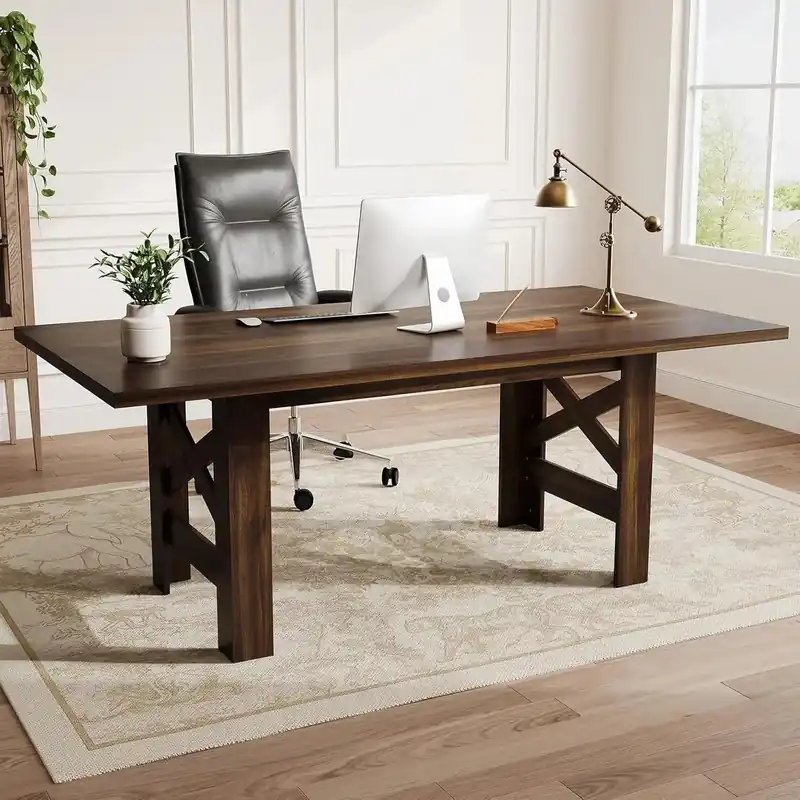Dining Table for 6-8, 71" Long Large Wooden Farmhouse Kitchen Table