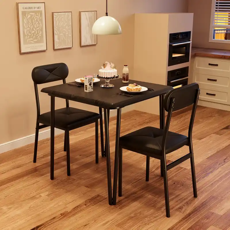 Dining Table for 2, Small Square kitchen Dinner Table Set for 2,Space Saving Wood