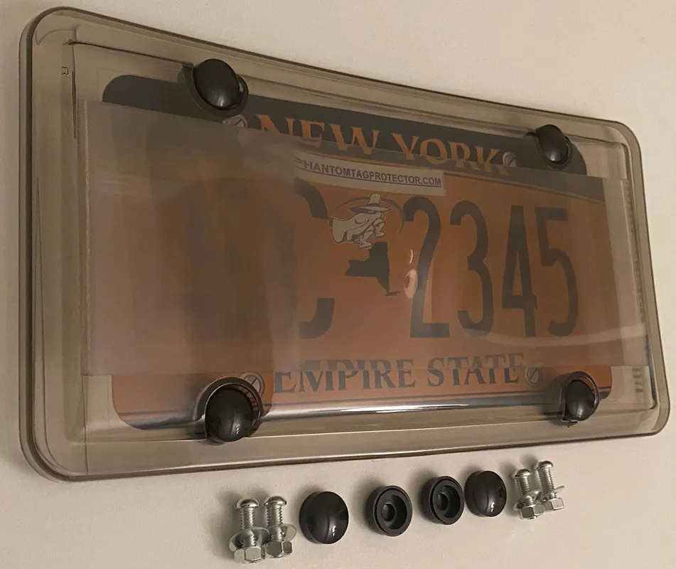 Phantom Tag Protector 3rd Gen. Tinted License Plate Cover w/Bolts & Black Bolt Caps