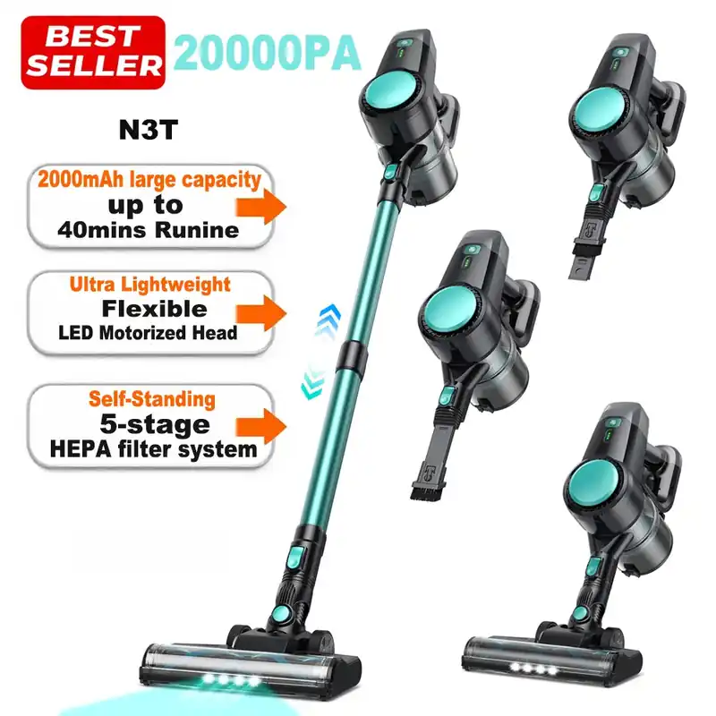 INSE N3T Cordless Stick Vacuum Cleaner 20Kpa 6 in 1 Lightweight for Home