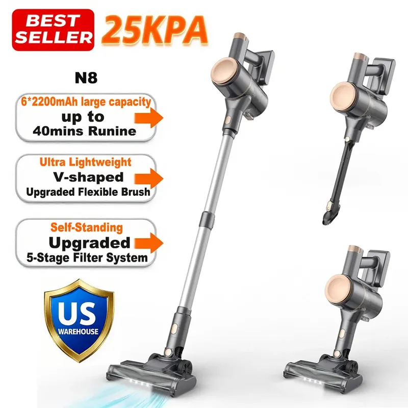 INSE N8 Cordless 25Kpa Stick Vacuum with 2200mAh Rechargeable Battery
