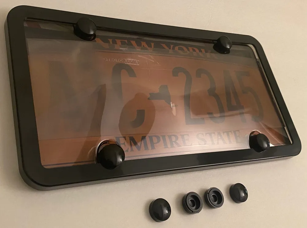 1st Gen. Phantom Tag Protector Tinted License Plate Cover & Black Frame + Bolt Caps