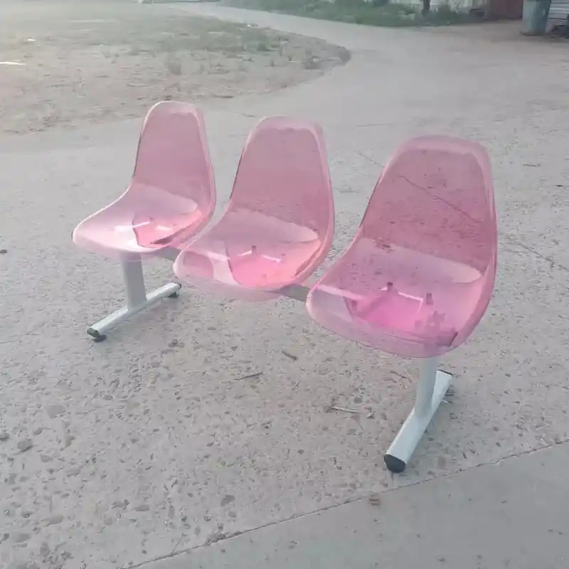 Three-person transparent plastic row chair Square waiting Hospital bench