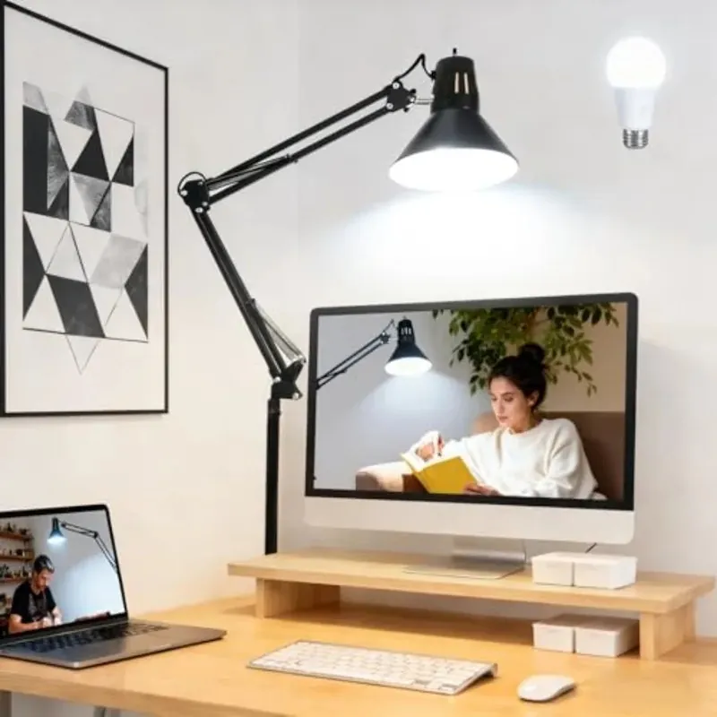 Desk Lamp With Clamp for Home Office, Eye-Caring Clip on Light