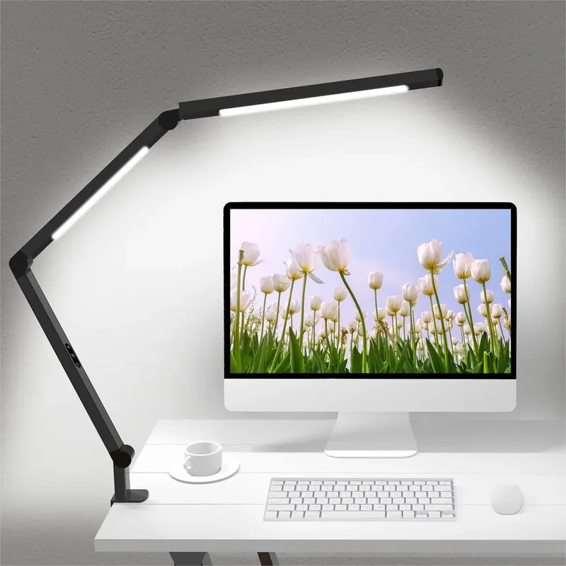 LED Desk Lamp with Clamp, Architect Dual Light Adjustable Swing Arm