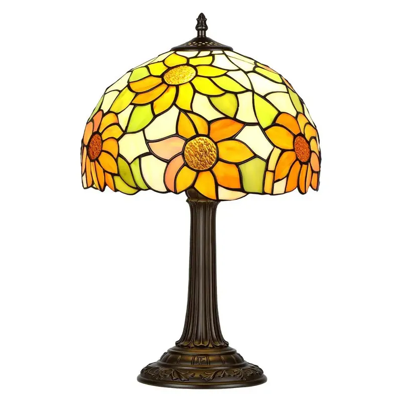 Reading Desk Lamp, Stained Glass Bedroom Table Lamp, 12-inch For Bedside