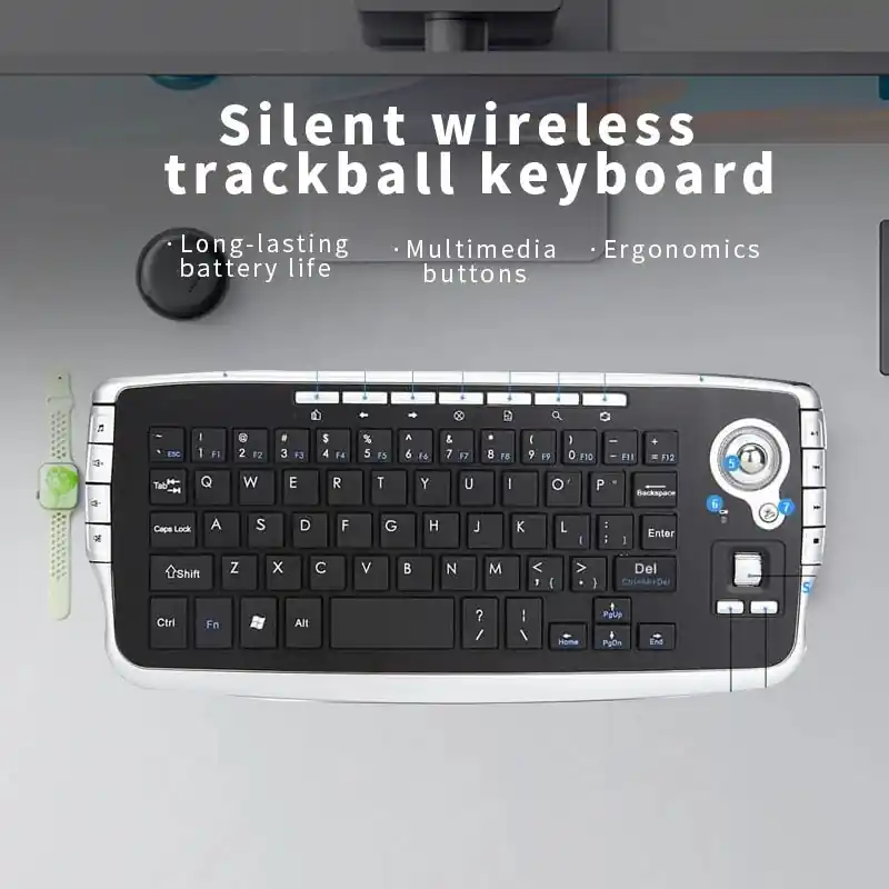 Mini 2.4G Wilreless Keyboard Trackball Keyboard for Laptop