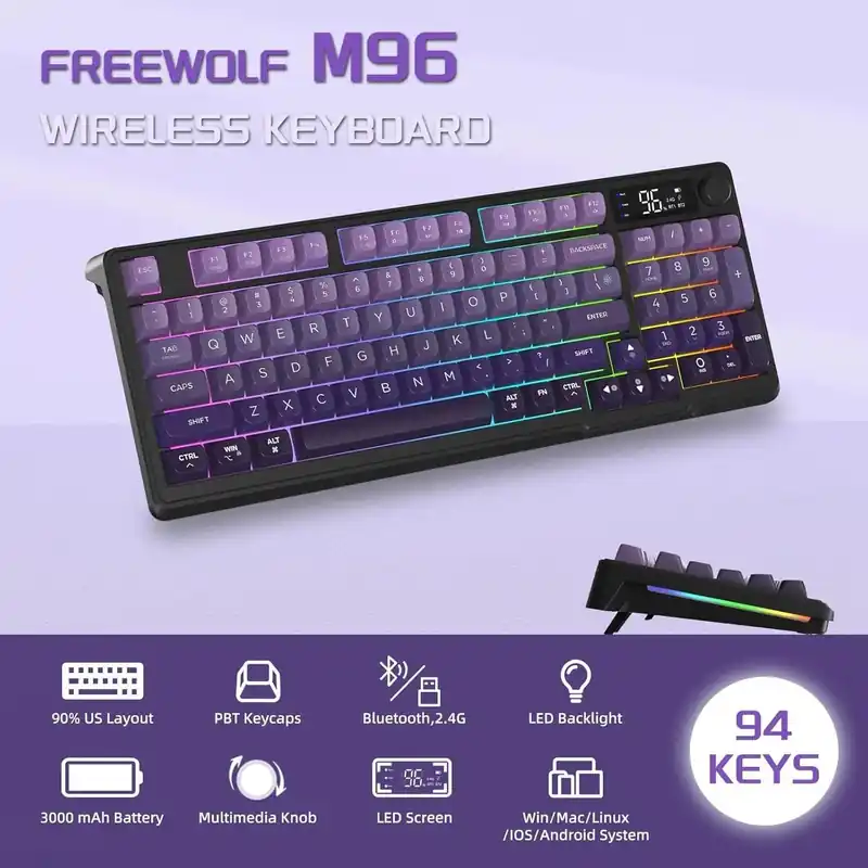 MAMBASNAKE x FREEWOLF M96 Wireless Gaming Keyboard Creamy