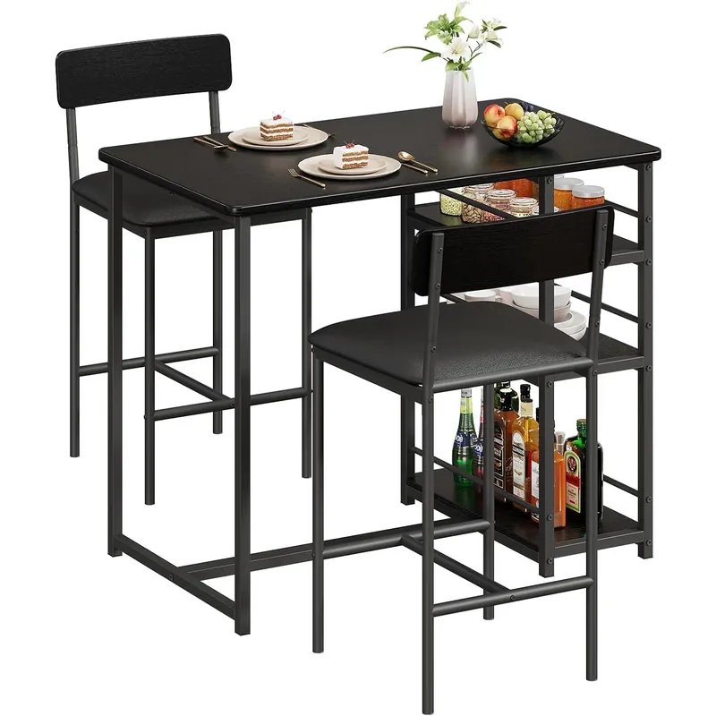 Dining Table Set for 2,3 Piece Kitchen Table Set with PU Cushion Chairs