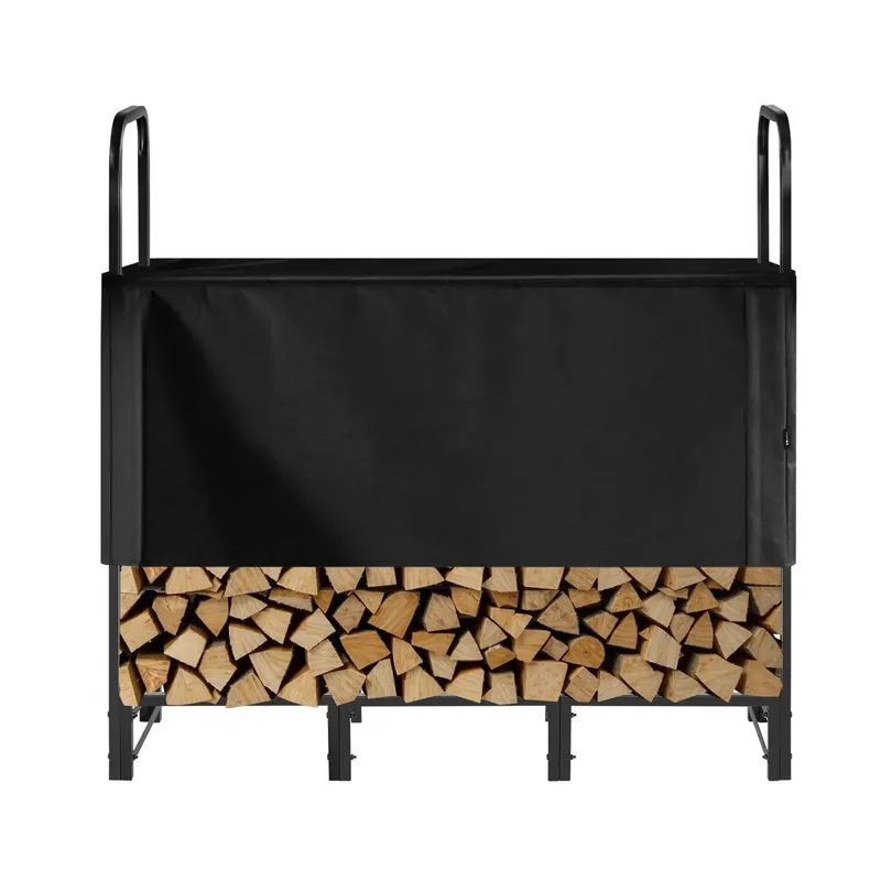 Firewood Rack with Waterproof Cover, 4 ft Outdoor Firewood Holder